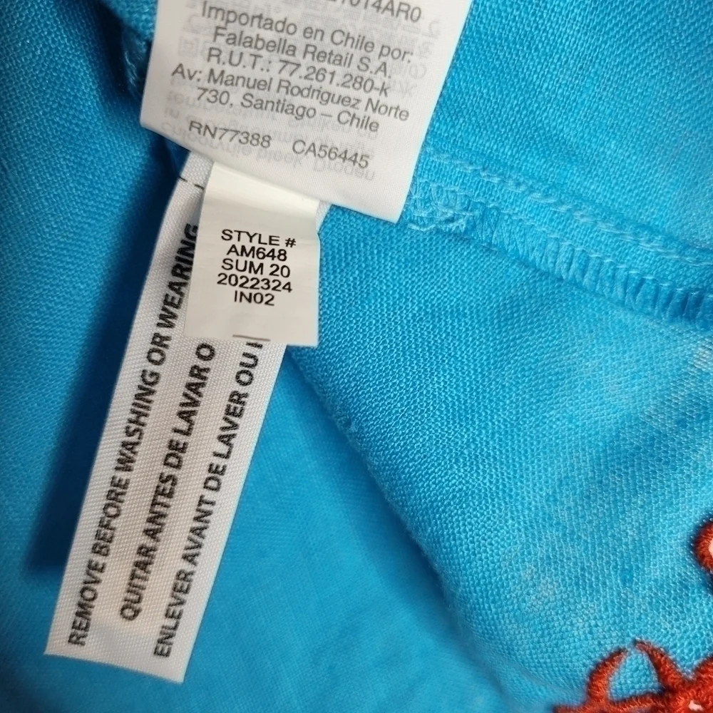 J. Crew Embroidered Linen Tunic Monaco Blue